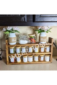 Resim IMKER HOME Ahşap Tezgahüstü Organizer Mutfak Rafı Baharatlık Takımı Standı Baharat Kavanoz Seti Düzenleyici 