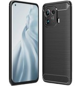 Resim Microcase Xiaomi Mi 11 Pro Brushed Carbon Fiber Silikon Kılıf - Siyah 