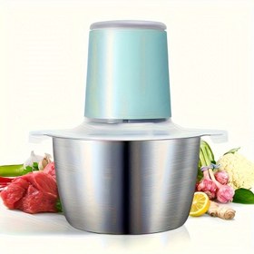 Resim 2L BPA-Free Paslanmaz Çelik Gıda Doğrayıcı ve İşleyici, USB Şarjlı Elektrikli Et Öğütücü, Mutfak, Et, Sebzeler, Soğan, Sarımsak, Salata, Meyveler, Fındıklar için 
