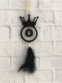 Resim Stoneda Mdf (ahşap) Araba Ayna Süsü ''o'' Harf 8cm En 12 Cm Boy 8-10 Cm Tüy Uzunluğu 