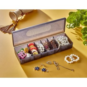 Resim Mediterian Şeffaf 6 Bölmeli Takı ve Yüzük Kutusu, Kapaklı, Çekmeceli, Plastik, 31-49 ml 