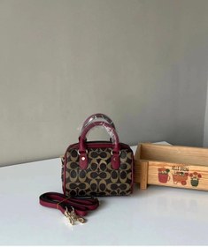 Resim Gesshop Kadın Mini Speedy El Omuz Çanta Bordo - Siyah 
