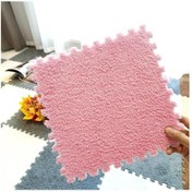 Resim Açık Pembe Yumuşak Peluş Çocuk Halı Bebek Oyun Matı Çocuk Halıları Oyuncaklar Eva Köpük Çocuk Mat Bulmaca Kilitli Paspaslar 30 30 Cm 10'lu 