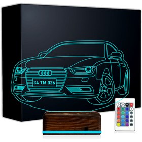 Resim negelsin 3d Lamba Kişiye Özel 16 Renk Plakalı Araba Audi Tasarım 