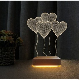 Resim 4 Kalp Tasarım Sevgili Hediyesi 3D Led Gece Lambası 