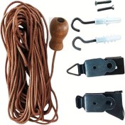 Resim DIY Bambu Perde Aksesuarları Kiti, Hasarlı Perdeler için Roman Jalousie Yedek Parça Paketi, 12m Kahverengi Sessiz İp + 1 Kahverengi Ahşap Zil Süsü & Siyah Bambu Mandal Setli Blind Lift Sistemi Tamir Kiti, Ölçüm Bandı ve Pas Önleyici Vidalar ile PVC Güneşlik Braketi Modifikasyon Araç Seti 
