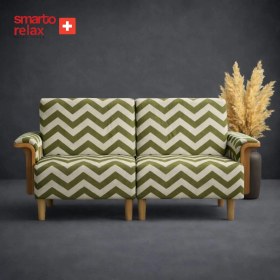 Resim Smarto Relax Kolçaklı 2’li Koltuk 180 cm - Ahşap Iskelet - Polyester Kumaş - Ahşap Ayaklı - 4 Renk 