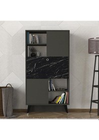 Resim Dekorister Radica Kitaplık Antrasit- Mermer 