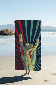 Resim Dijital Baskı Plaj Deniz Havlusu Retro Desenli Peştamal HVL0145 