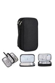 Resim Microcase Taşınabilir Çift Katman ve Fermuarlı 8 Bölmeli Uyumlu Çoklu HDD Organizer M Beden Çanta -YB101 