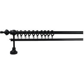 Resim Antrasit Ceren Demonte Başlıklı Ahşap Rustik Perde Askısı - Tek Raylı - 275 Cm 