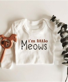 Resim İmaj Tuğbababy Little Meows Uzun Kol Çıtçıtlı Organik Bebek Body Beyaz 