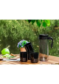 Resim Madame Coco Laure 4 Bardaklı Sürahi Seti 1ksurh01369x14x24cm-füme 