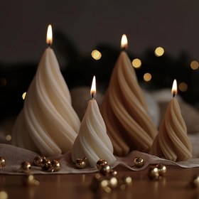 Resim 3D Geometrik Noel Ağacı Kalıbı, Spiral Koni Şekilli Mumlar İçin, Reçine Sabun Kalıbı, Kendin Yap Mum Yapımı İçin, Noel Sütun Ağacı Şekilli Kil El Sanatları ve Alçı Malzemeleri İçin. 