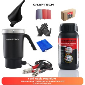 Resim Kraftech Yeni Nesil Premium I Buharlı Araba Far Temizleme Ve Parlatma Seti I 12 V Akü Bağlantılı Uyumlu 