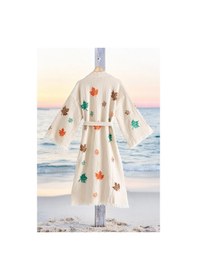 Resim Varol Organik %100 Pamuk Kimono Yaka Sabalık Bornoz Plaj Elbisesi - Sonbahar - L/xl Krem/l/xl Krem 