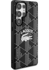 Resim Galaxy S25 Ultra Kılıf Lacoste Uyumlu Lisanslı Magsafe Şarj Özellikli Mono Vintage Logo Kapak Siyah 