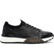 Resim Men's Black Thick Sole Lace-up Leather Casual Sneaker Derimod
