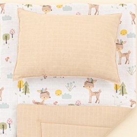 Resim Alt Açma Matı ve Yastık - Çift Taraflı - Kumsal Beji Muslin - Ceylan 