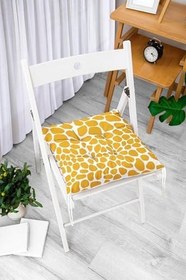 Resim RealHomes Beyaz Zemin Üzerinde Pastel Renkli Geometrik Desenli Dijital Baskılı Modern Pofidik Sandalye Minderi 