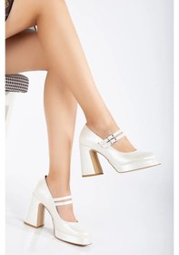 Resim Feles Gidi Jane Platform Topuk Kadın Klasik Topuklu Ayakkabı Beyaz 
