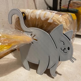 Resim Kedi Popo Ekmek Klipsi - 3D Baskılı Mizahi Mutfak Aksesuarı, Plastik Poşet Tutucu & Atıştırmalık Saklama, Sevimli Hayvan Temalı Depolama Çantası, Şirin Ev Dekoru Hediyesi, Oyunbaz Tasarım, Hafif Aksesuar, Evcil Hayvan Severler İçin 