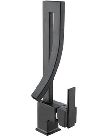 Resim Vilas Dallas Mat Siyah Süper Lüks Kare Şelale Lavabo Bataryası 