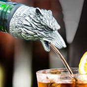 Resim Yaratıcı Çinko Alaşım Kurt Başlı Şarap Ağız Barı Aile Aksesuarı Kırmızı Şarap Vahşi Ekose Vodka Dökme Aracı Totem Dekorasyon Hediye 