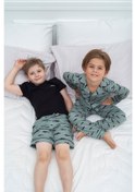 Resim For You Kids 4 Lü Siyah Biyeli Köpek Balığı Desen Pijama Takımı Diğer