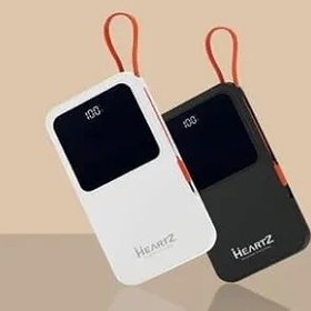 Resim HEARTZ H23 20000 MH PD 20W ve USB 22.5W FAST HIZLI ŞARJ DAHİLİ TYPE C VE LİGHTNİNG KABLOLU DÜNYA STANDARTLARINA UYGUN POLYMER BATARYA BİREBİR AMPER LCD GÖSTERGELİ POWERBANK 