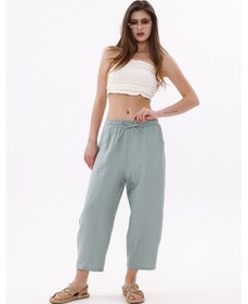 Resim Genius Store Kadın Şalvar Cepli Ayrobin Şalvar Pantolon Ayarlanabilir Beli Lastikli Pantolon Kadın-şalvar Yeşil 