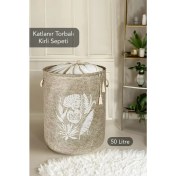 Resim Mor Bebe Keçe Torbalı Yuvarlak Sepet - Çok Amaçlı Kirli Çamaşır Sepeti Organizer Hurç 50 x 35 cm 