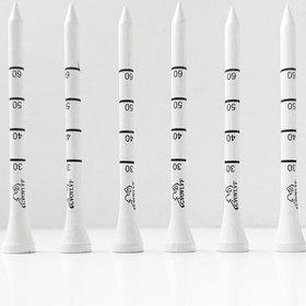 Resim Beyaz Baskılı ve Ölçekli Golf Topu Tee'si, 83mm Uzunluk, Teeing için 50 Bambu Tee 