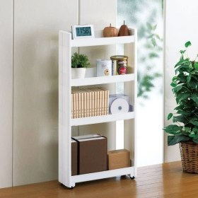 Resim Motek Tekerlekli 4 Katlı Mutfak Banyo Rafı Antrasit Renk Modern Tasarım 49,5x14x101 cm 