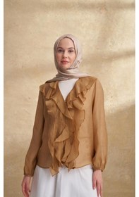 Resim Armanda Jose Jakar Ethnic Desen Şal- 3303 Koyu Bej 