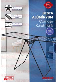 Resim Safir Serisi - Besta Yarı Alüminyum Çamaşır Kurutmalık - Sepetli Çamaşır Kurutma Askısı Antrasit 