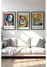 Resim Huhuli Ahşap Siyah Çerçeveli Pablo Picasso Tablo Seti Huhu543 