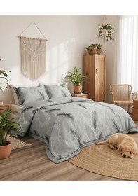 Resim Calantha Home Collection Elsa 3 Parça Gri Çiçekli Pike Takımı 240 X 260 Cm Gri 