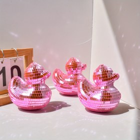 Resim Disko Ayna Ördek Dekoru - 10cm Retro Plastik, Elektriksiz, Doğum Günü, Düğün ve Mezuniyet Süsü, Tatil Hediyesi 