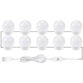 Resim 10'lu Paket Dokunmatik Ayna Işığı - 3 Renk Ayarı Doğal, Saf, Sıcak Beyaz Usb Güzellik Işığı - Makyaj Dolabı Banyo Aynası Işık Kaynağı 
