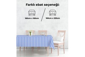 Resim KARELİ PAMUKLU MASA ÖRTÜSÜ, MAVİ 160X160 CM 