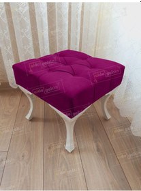 Resim Kapitoneli Makyaj Pufu Ayak Ucu Puf Beyaz Ayak 45 45 Mor 