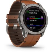 Resim Fenix 7X Sapphire Solar Titanyum Deri Kayış Çikolata Kahvesi Akıllı Saat Garmin