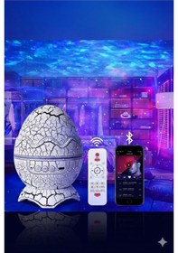 Resim Bluetooth Hoparlörlü Rgb Gece Lambası Dinazor Yumurtası Işıklı, Uzaktan Kumandalı Dekor Lamba 320-1 Kırmızı 