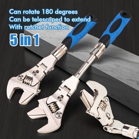 Resim 180° Katlanabilir Döner Başlıklı Mandren Anahtarı - Dar Alanlar İçin Tasarım. 25,4-30,48 cm Ayarlanabilir Çeşitli Somun ve Cıvata Boyutlarına Uygun. Ev Tamiratları, Araç Bakımı ve DIY Projeleri İçin Tork Ayarı 