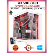 Resim Gameline Pro X5 Ryzen 5 5500 16GB Ram 500GB M.2 Nvme SSD RX580 8gb Oyuncu Free Dos Masaüstü Bilgisayar 