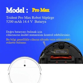 Resim Trident Pro Max Robot Süpürge 5200 mAh 14.4 V Batarya – Orjinal Uyumlu Uzun Ömürlü, Yüksek Performans Pil 