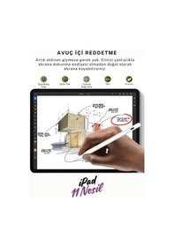 Resim Apple Uyumlu iPad Pencil 2025 M3 11 Nesil 11 İnç Avuçiçi Red Eğim Özellikli Bluetoothlu Dokunmatik Kalem Beyaz 
