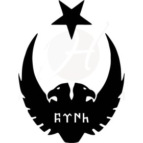 Resim Kumraldede Ay Yıldız Kartal Göktürkçe Türk (Oto-Motor-Laptop-Duvar-Dekor) 10 x 13 cm 