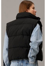 Resim Calvin Klein Sport Full Zip Chenille Logo Puffer Vest Kadın Şişme Yelek Siyah Siyah 